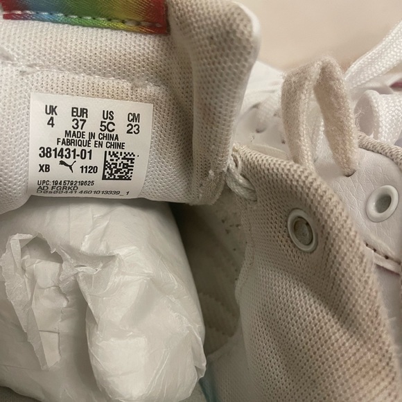 Puma Skye Rainbow Edge Girls White Sneakers Size 5C - Picture 4 of 6